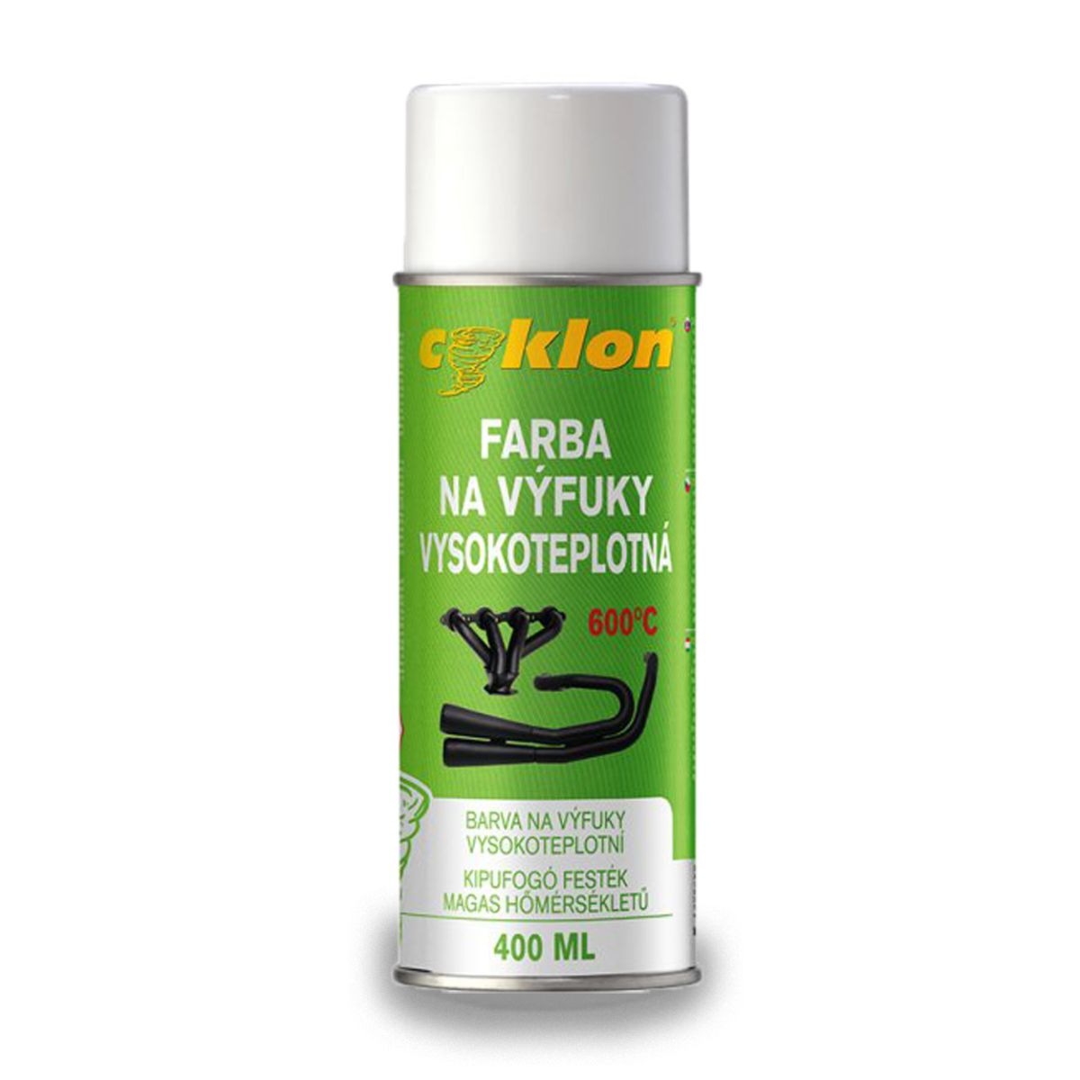Cyklon Barva na výfuky vysokoteplostní - černá, 400ml