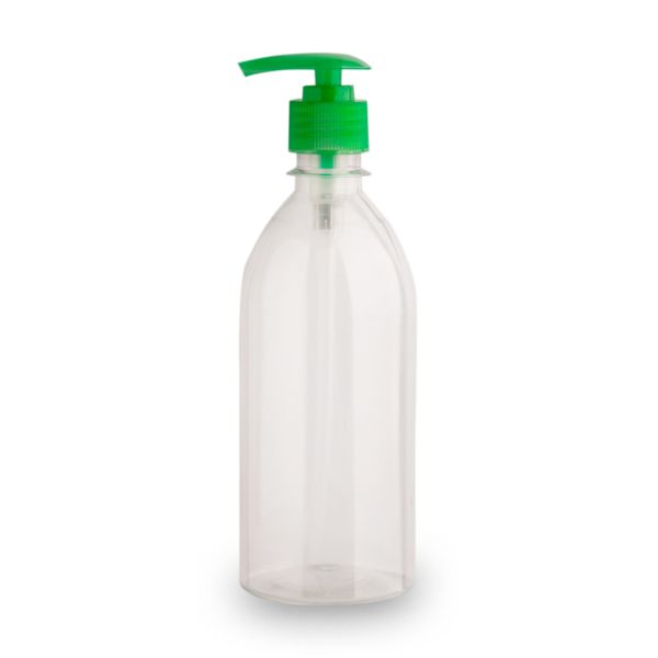 Plastová láhev čirá s dávkovačem 500ml
